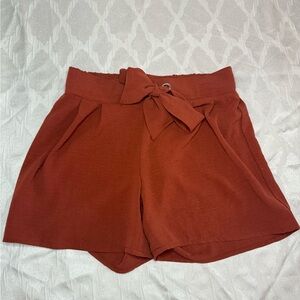 Women's Rust Shorts with Bow Detail